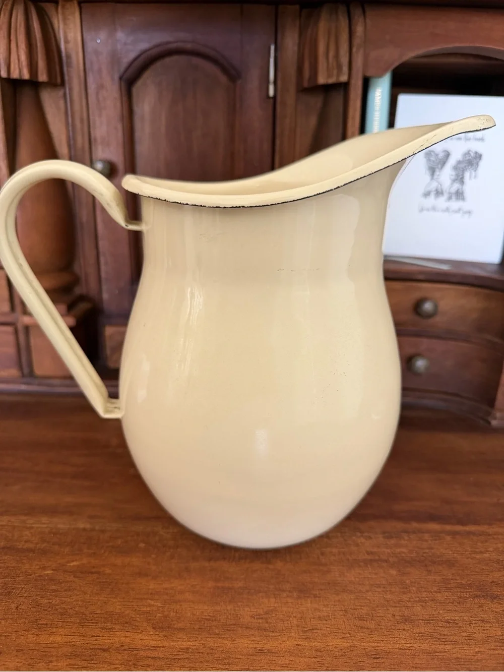 Coca-Cola Enamelware Pitcher Cream Retro Drink Coke Advertising Decor